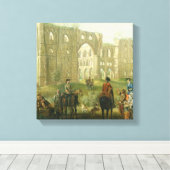 Riders Pausing the Ruins of Rievaulx Abbey, c.1 Canvas Afdruk (Insitu (Houten vloer))