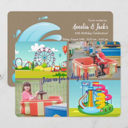 Rides and Soaker Photo Invitation Kaart (Voorkant / Achterkant)