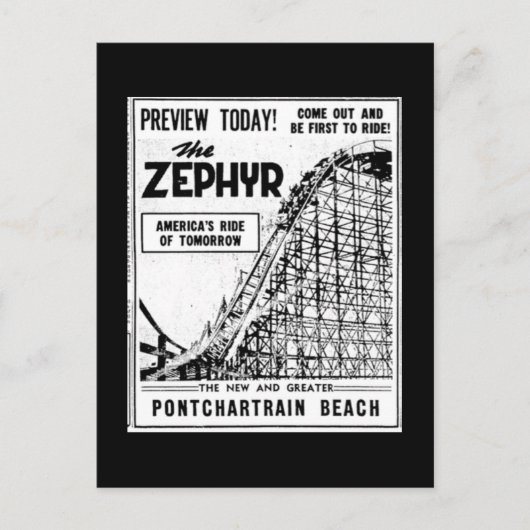 Rides at Pontchartrain Beach, Zephyr Briefkaart (Voorkant)