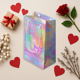 ridescent Pastel Hart Holografisch Patroon Klein Cadeauzakje