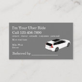 Rideshare Taxi Driver Referral Zakelijke Sjabloon Visitekaartje (Voorkant)