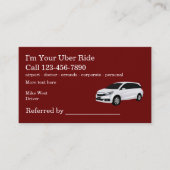 Rideshare Taxichauffeur Doorverwijzing Visitekaartje (Voorkant)