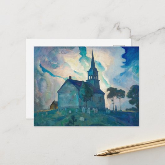 Ridge Church van Newell Convers Wyeth Feestdagenkaart (Voorkant / Achterkant in situ)
