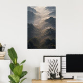 Ridge lines dissolving into morning fog. Soft and Poster (Thuiskantoor)
