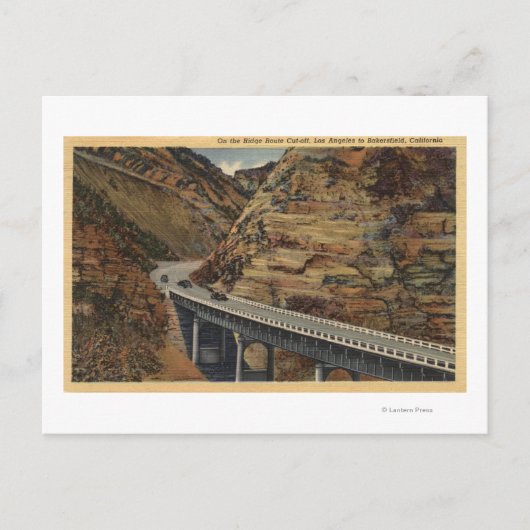 Ridge Route Cut-off, die naar Bakersfield gaat Briefkaart (Voorkant)