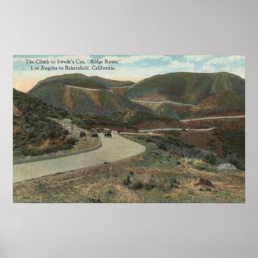 Ridge Route to Swede's Cut & Bakersfield Poster (Voorkant)