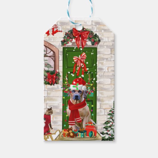 Ridgeback Dog Kerstmis Rhodezesisch Cadeaulabel (Voorkant)