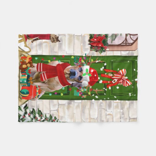 Ridgeback Dog Kerstmis Rhodezesisch Fleece Deken (Voorkant (Horizontaal))