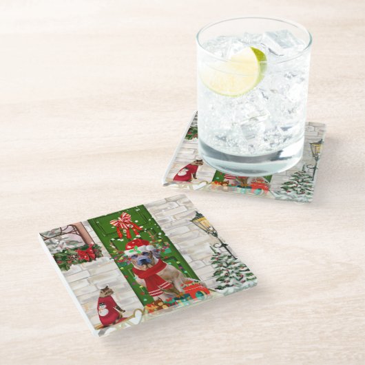 Ridgeback Dog Kerstmis Rhodezesisch Glazen Onderzetter (Schuin)