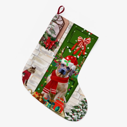 Ridgeback Dog Kerstmis Rhodezesisch Grote Kerstsok (Voorkant (Hangend))