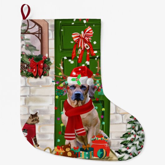Ridgeback Dog Kerstmis Rhodezesisch Grote Kerstsok (Voorkant)
