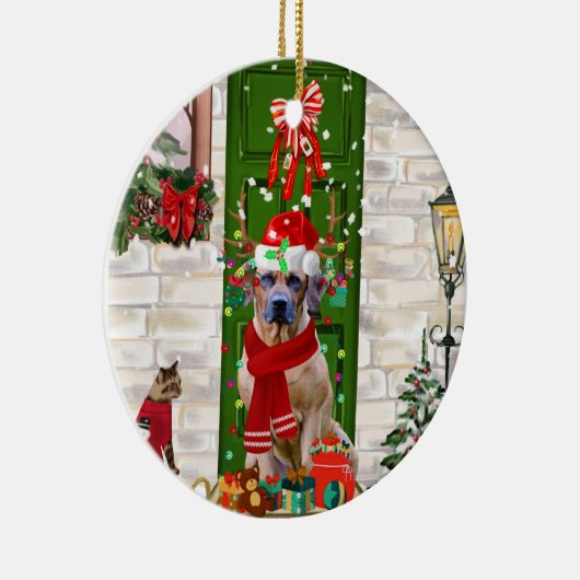 Ridgeback Dog Kerstmis Rhodezesisch Keramisch Ornament (Rechts)