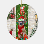 Ridgeback Dog Kerstmis Rhodezesisch Keramisch Ornament (Links)