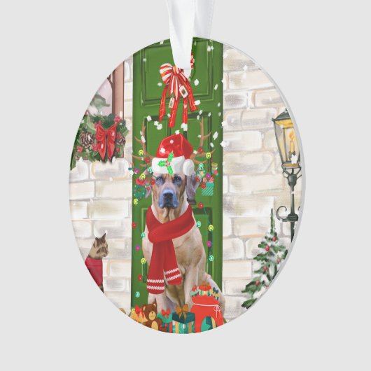 Ridgeback Dog Kerstmis Rhodezesisch Ornament (voorkant)