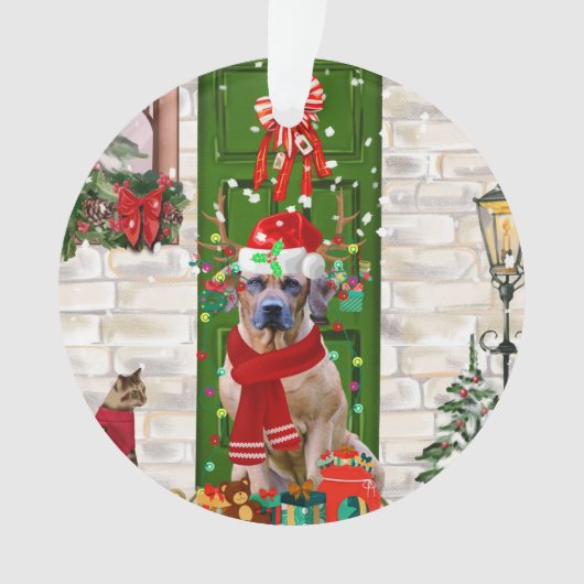 Ridgeback Dog Kerstmis Rhodezesisch Ornament (voorkant)