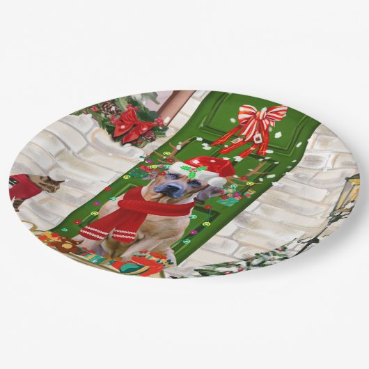 Ridgeback Dog Kerstmis Rhodezesisch Papieren Bordje (Gekanteld)