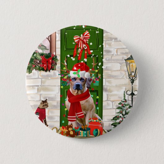Ridgeback Dog Kerstmis Rhodezesisch Ronde Button 5,7 Cm (Voorkant)