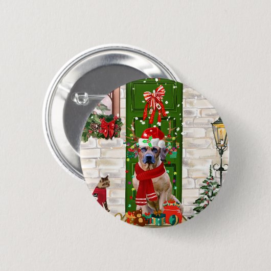 Ridgeback Dog Kerstmis Rhodezesisch Ronde Button 5,7 Cm (Voorkant /achterkant)