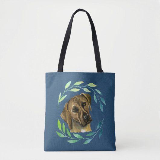 Ridgeback Dog Rhodezisch met Wreath Tote Bag (Voorkant)