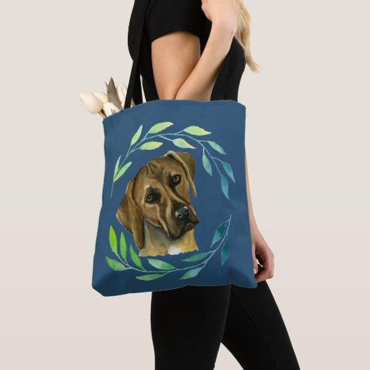 Ridgeback Dog Rhodezisch met Wreath Tote Bag (Dichtbij)