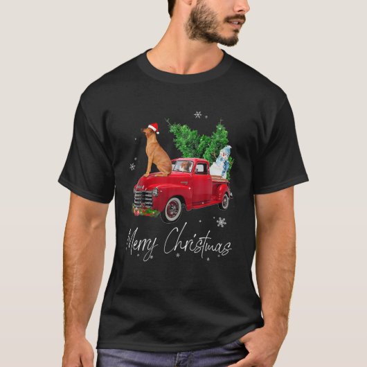 Ridgeback Dog Ridgeback Riding Red Truck kerst T-shirt (Voorkant)