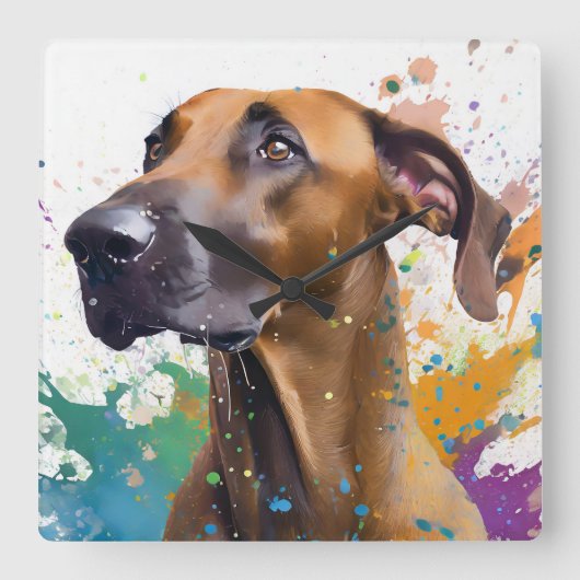 Ridgeback Dog Vierkante Klok (Voorkant)