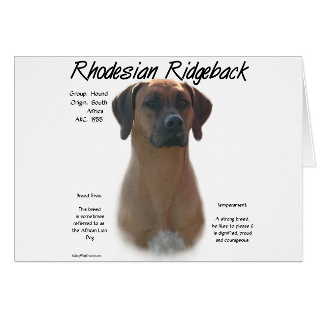 Ridgeback History-ontwerp voor Rhodezische Ridgeba (Voorkant Horizontaal)