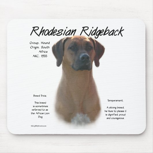 Ridgeback History-ontwerp voor Rhodezische Ridgeba Muismat (Voorkant)