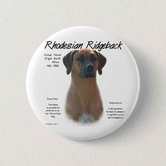 Ridgeback History-ontwerp voor Rhodezische Ridgeba Ronde Button 5,7 Cm (Voorkant)