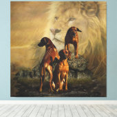 Ridgeback met Rhodezisch Ridgeback met Lion Canvas Afdruk (Insitu (Houten vloer))