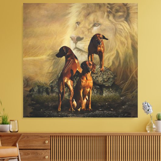 Ridgeback met Rhodezisch Ridgeback met Lion Canvas Afdruk (Insitu (Woonkamer))