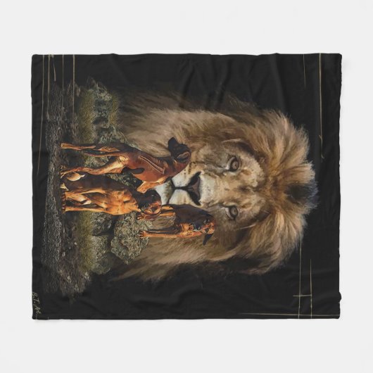 Ridgeback met Rhodezisch Ridgeback met Lion Fleece Deken (Voorkant (Horizontaal))