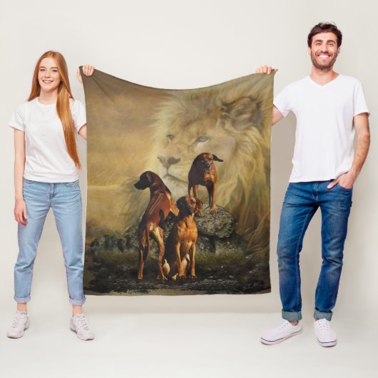 Ridgeback met Rhodezisch Ridgeback met Lion Fleece Deken (In situ)