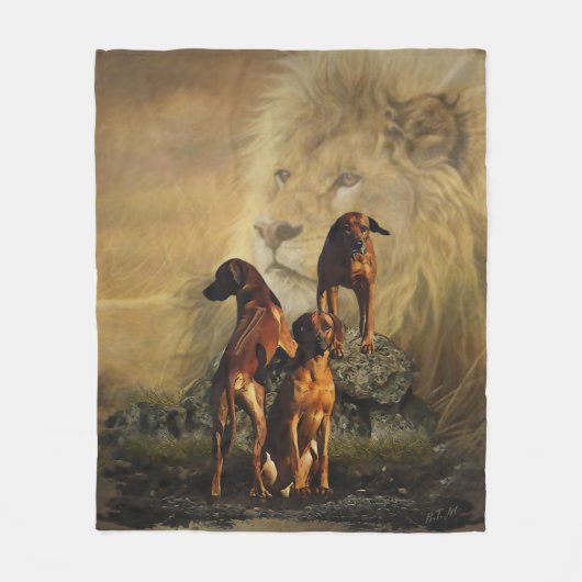 Ridgeback met Rhodezisch Ridgeback met Lion Fleece Deken (Voorkant)