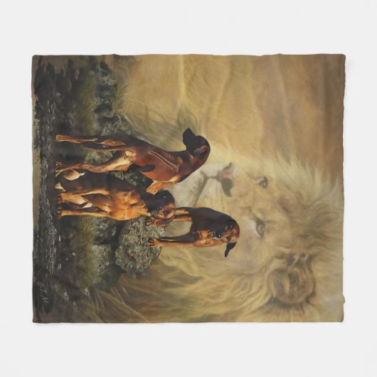 Ridgeback met Rhodezisch Ridgeback met Lion Fleece Deken (Voorkant (Horizontaal))