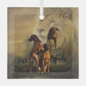 Ridgeback met Rhodezisch Ridgeback met Lion Glas Ornament (Voorkant)