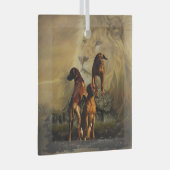 Ridgeback met Rhodezisch Ridgeback met Lion Glas Ornament (Voorkant Rechts)