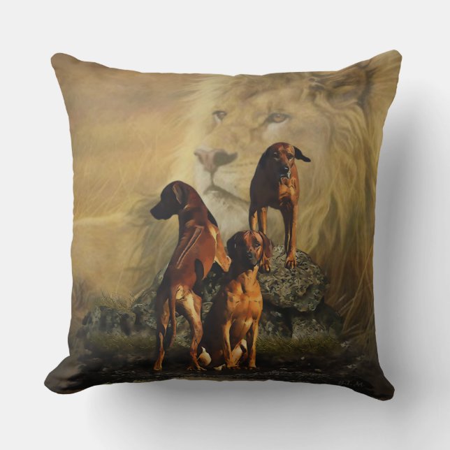 Ridgeback met Rhodezisch Ridgeback met Lion Kussen (Voorkant)