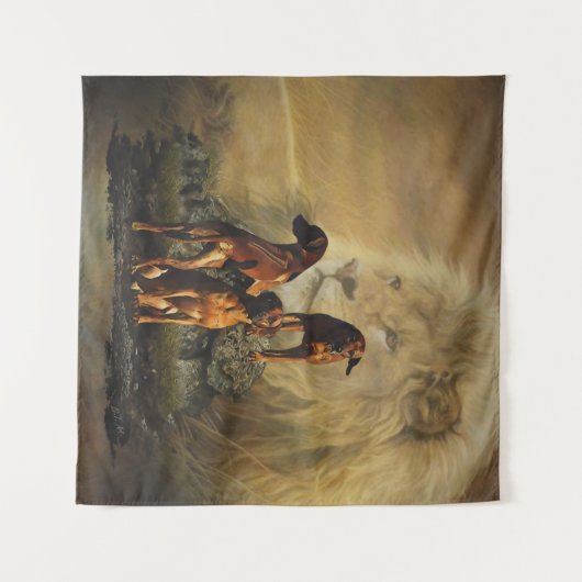 Ridgeback met Rhodezisch Ridgeback met Lion Wandkleed (Voorkant (horizontaal))