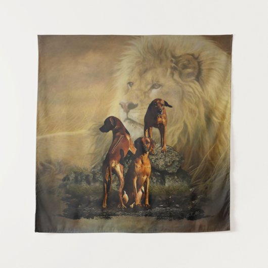 Ridgeback met Rhodezisch Ridgeback met Lion Wandkleed (Voorkant)