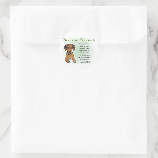 Ridgeback Rhodesian Gifts Ronde Sticker (Tas)