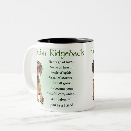 Ridgeback Rhodesian Gifts Tweekleurige Koffiemok (Voorkant links)