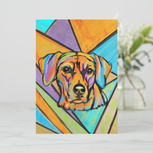 Ridgeback Waterverf Rhodezische Ridgeback Portret Feestdagenkaart (Staand voorkant)