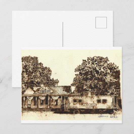 Ridgely Maryland Spoorweg - Ansichtkaart Briefkaart (Voorkant / Achterkant)