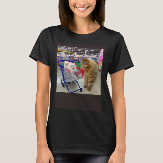 Ridiculente vette katten die op de borst gaan ligg t-shirt (Voorkant)