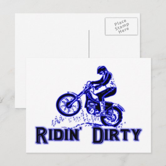 Ridin Dirty Dirt Bike Rider Briefkaart (Voorkant / Achterkant)