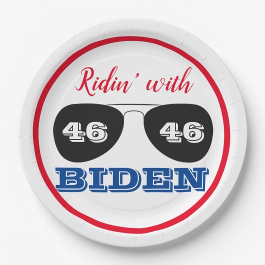 Ridin' met Biden 46 Aviator Sunbril Papieren Bordje (Voorkant)