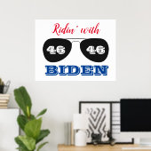 Ridin' met Biden 46 Aviator Sunbril Poster (Thuiskantoor)