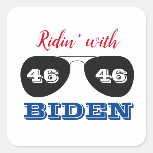 Ridin' met Biden 46 Aviator Sunbril Vierkante Sticker (Voorkant)