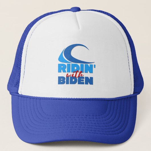 RIDIN' MET BIDEN Trucker Hat - Blauw & wit Trucker Pet (Voorkant)